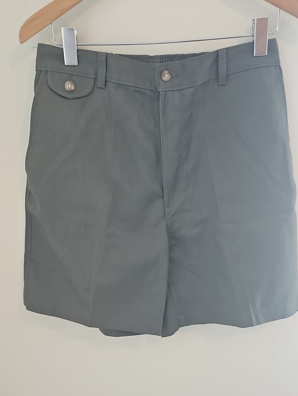Towncraft Chino Twill Shorts Mens Size 34 Green Vintage Flat Front Cotton Blend